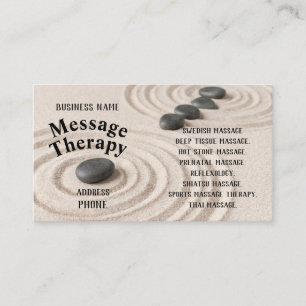 I Affärskortet Sand Message Therapy Visitkort