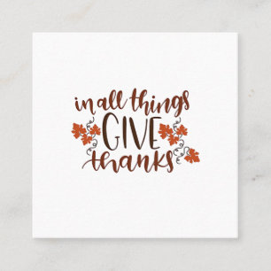 I All Sak Ge tack, Thanksgiving Pumpkin Fyrkantigt Visitkort