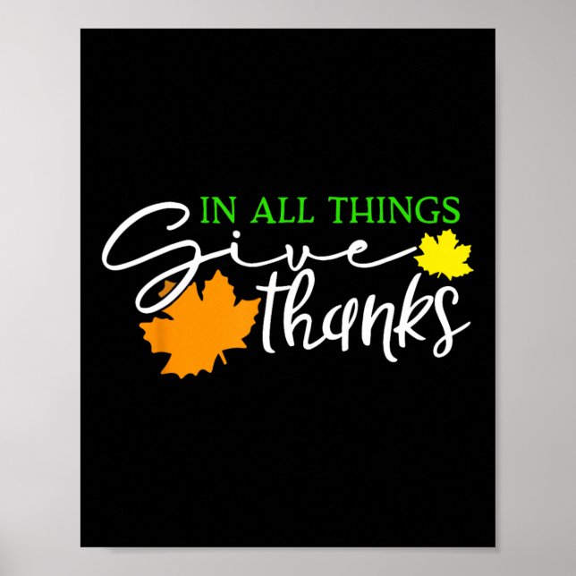 I alla ting tacka Höst tacksgiving Söt T Poster (Framsidan)