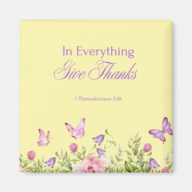"I Allt Ge tack" Cream 2" Square Magnet (Framsidan)