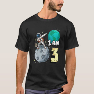 I Am 3 Space Astronaut Kid Moon Walker 3rd Birthda T Shirt