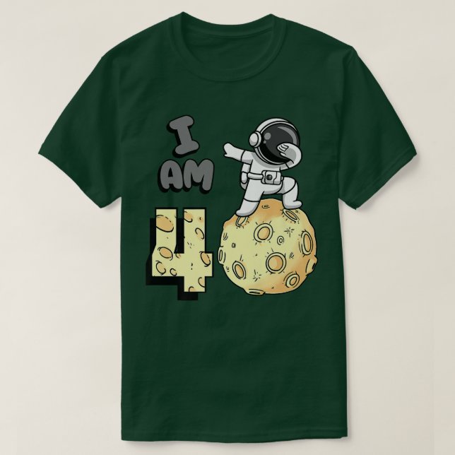 I am 4 Space Astronaut Kid Moon Walker 4th Birthda T Shirt (Design framsida)