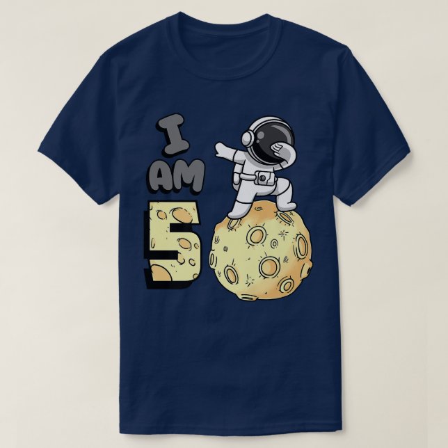 I am 5 Space Astronaut Kid Moon Walker 5th Birthda T Shirt (Design framsida)