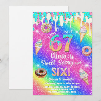 I am 6 not 7 girl 6th birthday invitation. inbjudningar