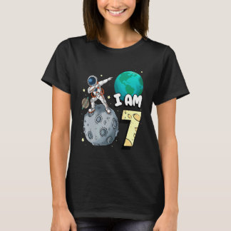I Am 7 Space Astronaut Kid Moon Walker 7th Birthda T Shirt