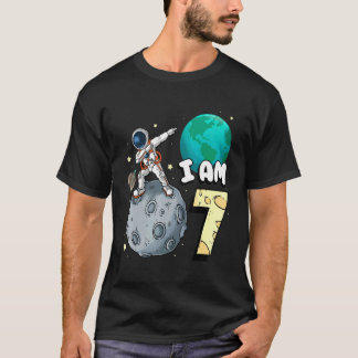 I Am 7 Space Astronaut Kid Moon Walker 7th Birthda T Shirt
