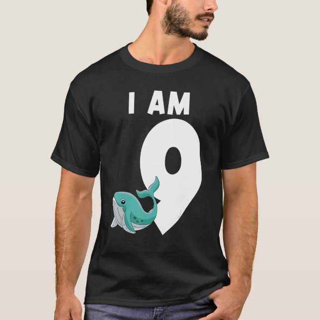 I Am 9 Whale 9 Years Old T Shirt (Framsida)