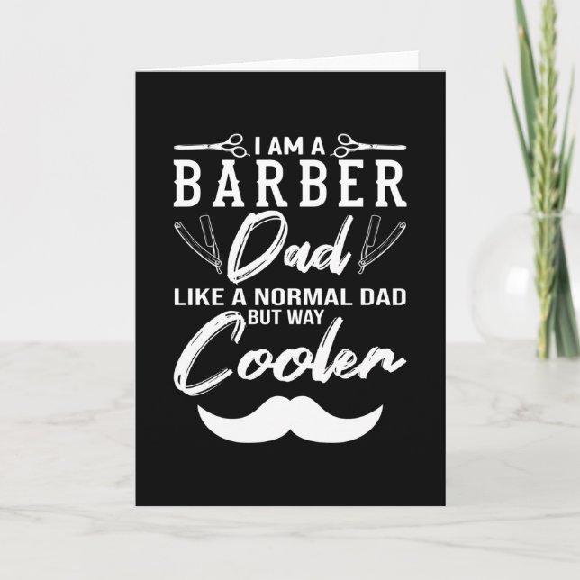 I Am A Barber Dad Barber Beard Kort (Framsida)
