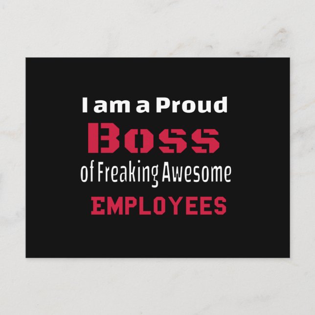 I am a Proud Boss of Freaking Awesome Employees Meddelande Vykort (Framsida)