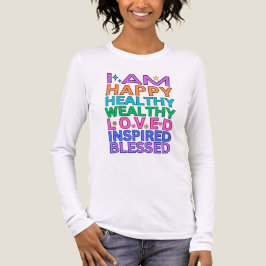 I Am Affirmationer Långärmad T-shirt – Regnbågstex