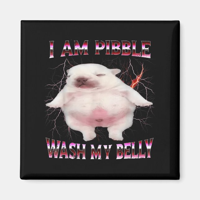 I Am Bble Wash My Belly Funny Dog Meme  Magnet (Framsidan)