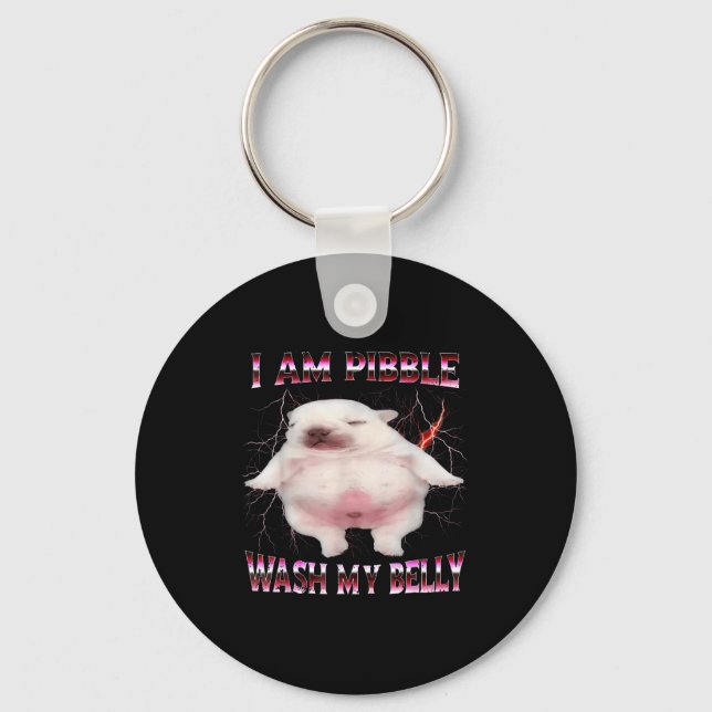 I Am Bble Wash My Belly Funny Dog Meme  Nyckelring (Framsida)