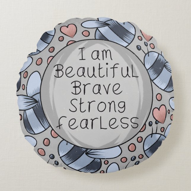 I am beautiful  rund kudde (Framsidan)