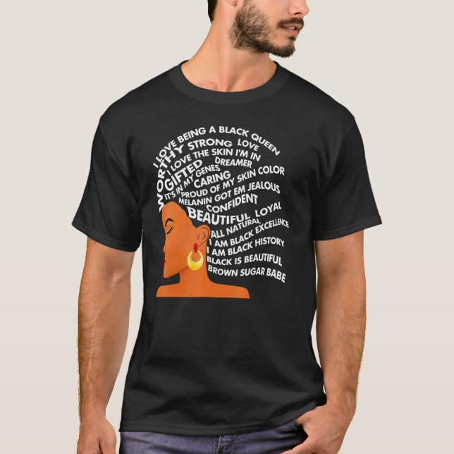 I Am Black Excellence Strong Woman Word Hair T Shirt (Framsida)