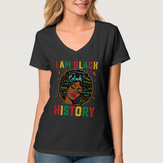 I Am Black History Afro African American Women Ret T Shirt (Framsida)