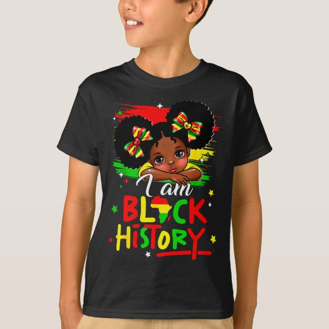 I Am Black History Afro Girl Little Melanin Prince T Shirt (Framsida)