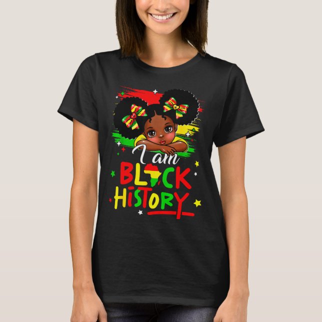 I Am Black History Afro Girl Little Melanin Prince T Shirt (Framsida)