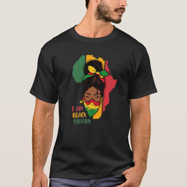 I Am Black History Month Africa Map & Black Queen  T Shirt (Framsida)