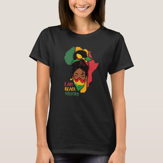 I Am Black History Month Africa Map & Black Queen  T Shirt (Framsida)