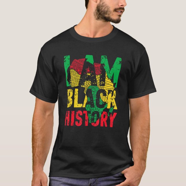I Am Black History Month African American Flag Cel T Shirt (Framsida)