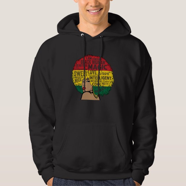 I Am Black History Month Black Queen BHM Pride Mel Hoodie (Framsida)