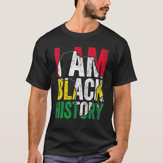 I Am Black History Month Melanin BLM African Pride T Shirt (Framsida)