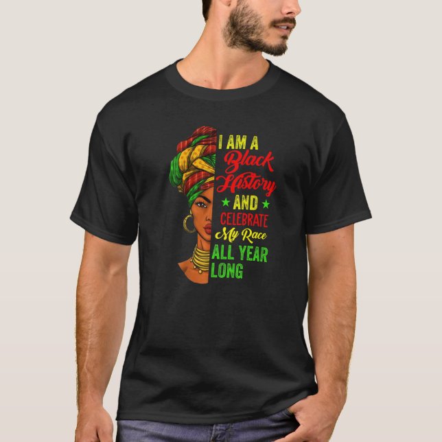 I Am Black History Month Proud Afro African Black  T Shirt (Framsida)