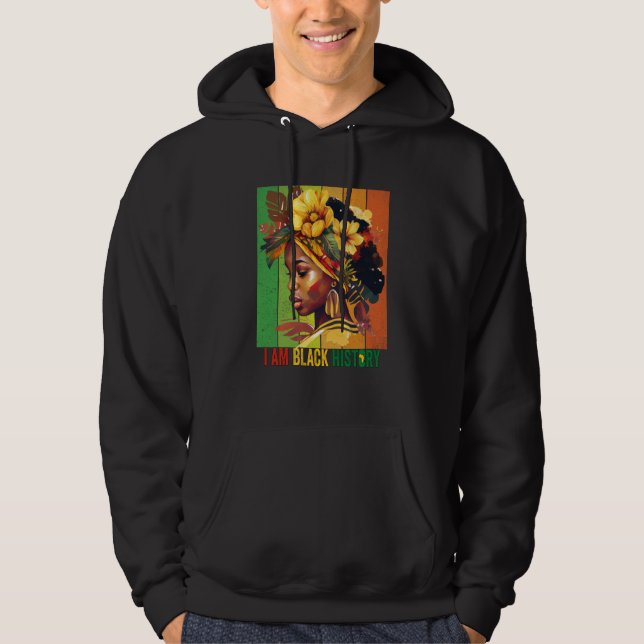 I AM BLACK HISTORY Women Girls Black Queen Month H Hoodie (Framsida)