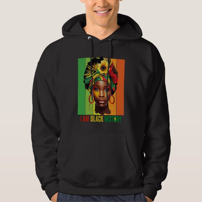 I AM BLACK HISTORY Women Girls Black Queen Month H Hoodie (Framsida)