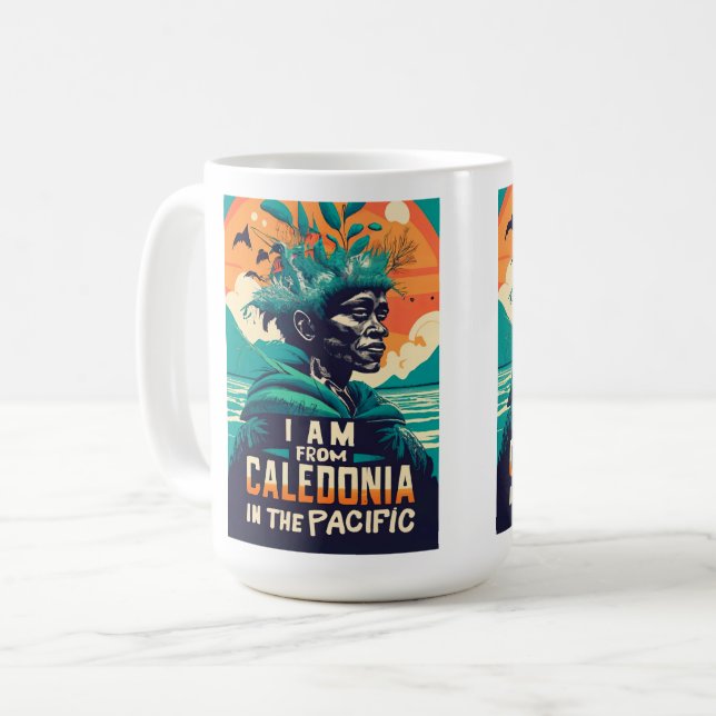 I am from Caledonia, Nouvelle-Calédonie, kanak Kaffemugg (Framsida vänster)