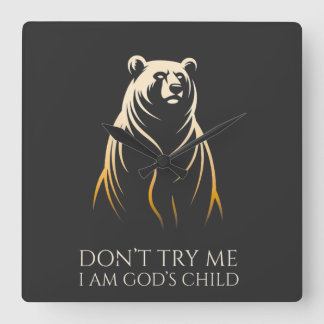 I Am God’s Child Bear Graphic Fyrkantig Klocka