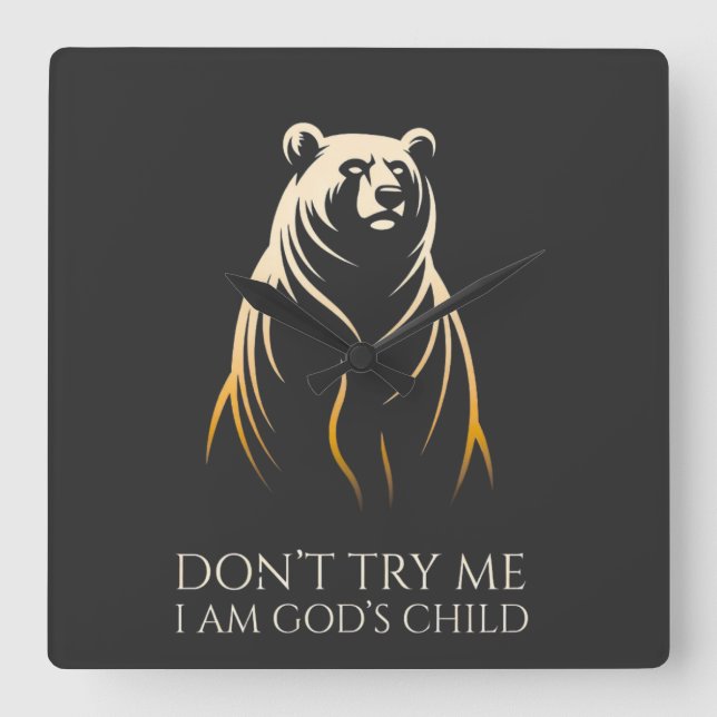 I Am God’s Child Bear Graphic Fyrkantig Klocka (Framsida)