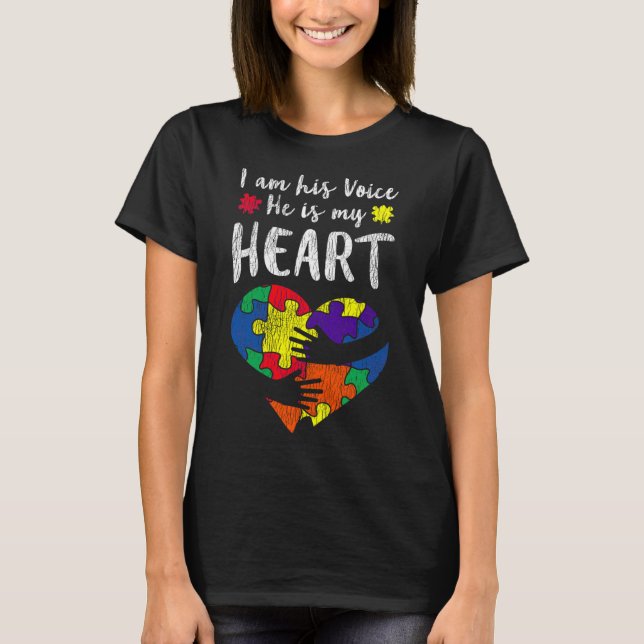 I Am His Voice Autistic Kids Autism Awareness Mom  T Shirt (Framsida)