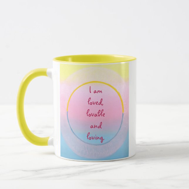 I am loved, lovable and loving affirmation mugs mugg (Vänster)