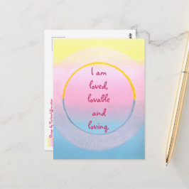 I am loved lovable and loving affirmation postcard vykort