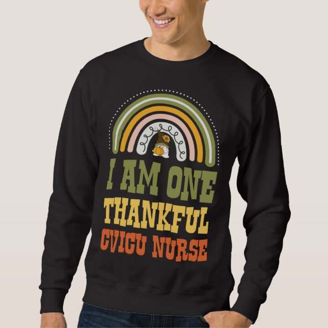 I Am One Thankful CVICU Nurse Bohemian Thanksgivin Lång Ärmad Tröja (Framsida)
