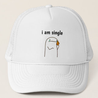 I Am Single" Funny Minimalist Trucker Hat Simple  Keps