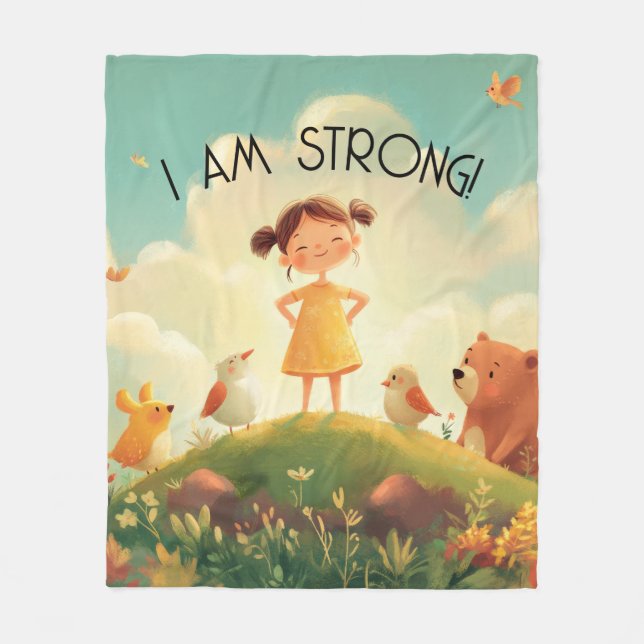 I Am Strong - Girls Empowerment Fleecefilt (Framsidan)