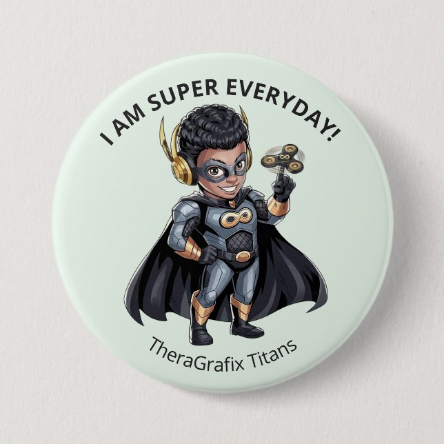 I Am Super Everyday Superhero Pediatric Button Knapp (Framsida)