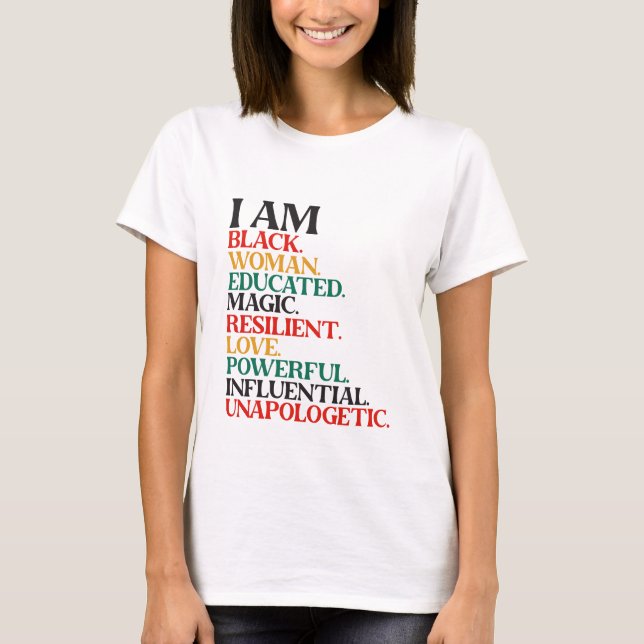 I AM - Svart historikmånad T Shirt (Framsida)
