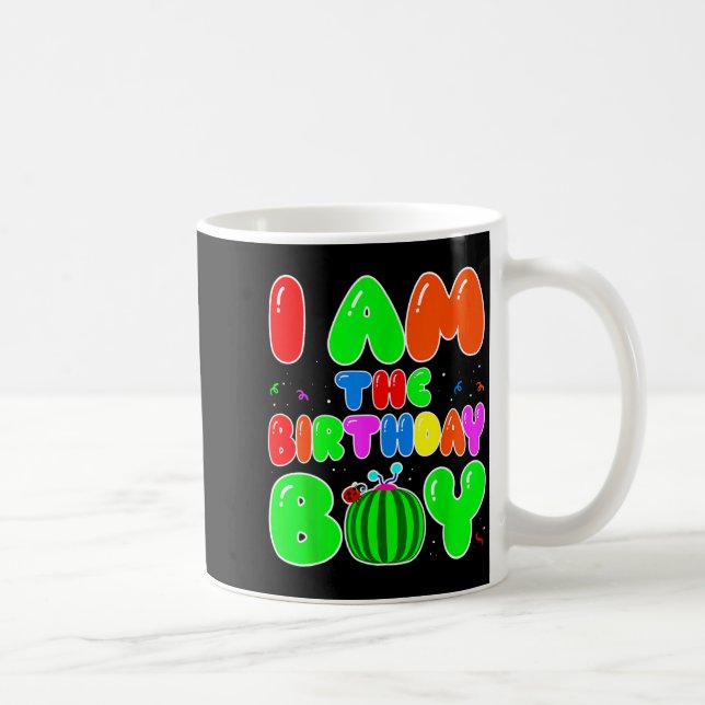 I Am The Birthday Boy Funny Watermelon Birthday Fa Kaffemugg (Höger)