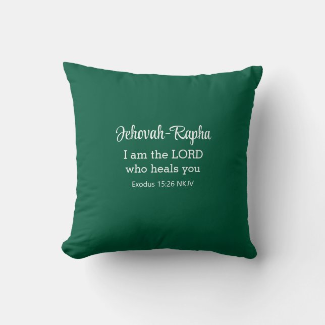 I am the Lord Who Heals You Bible Verse Dark Green Kudde (Framsida)
