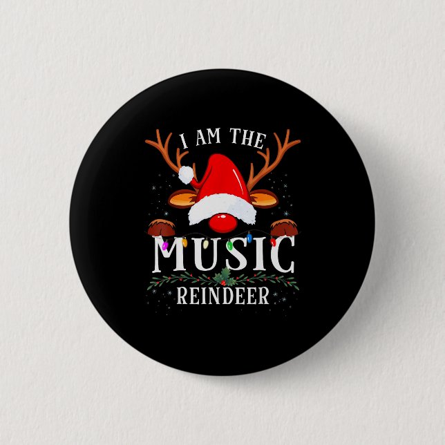 I Am The Music Reindeer Christmas Family  Knapp (Framsida)