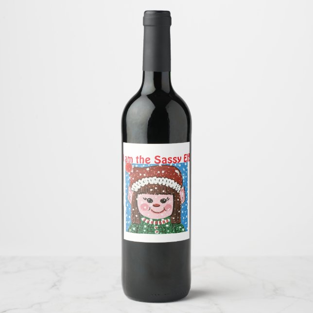 I am the Sassy Elf Wine Label Vinflaska Etikett (Framsida)