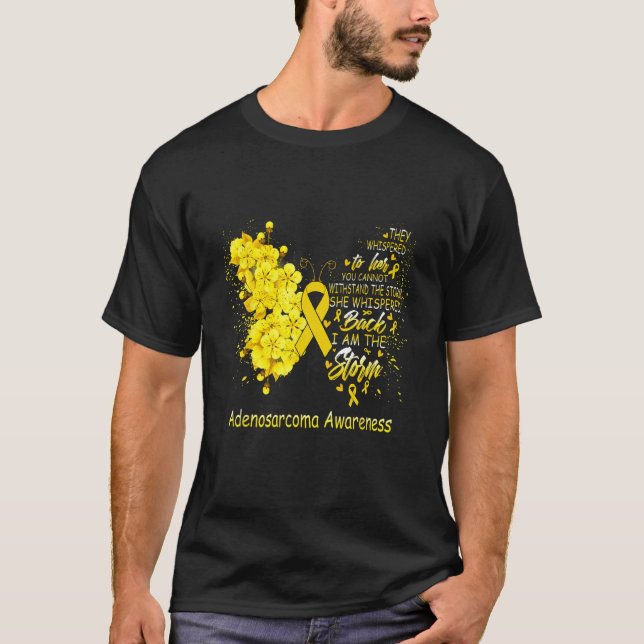 I Am The Storm Adenosarcoma Awareness Butterfly T Shirt (Framsida)