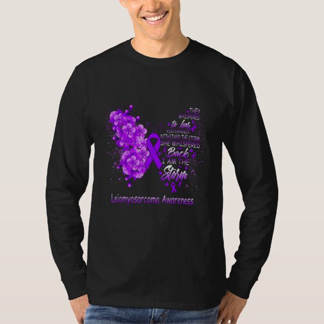 I Am The Storm Leiomyosarcoma Awareness Butterfly T Shirt (Framsida)