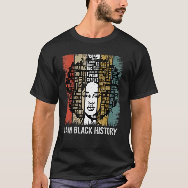 I Am The Strong African Women Girls Black History  T Shirt (Framsida)