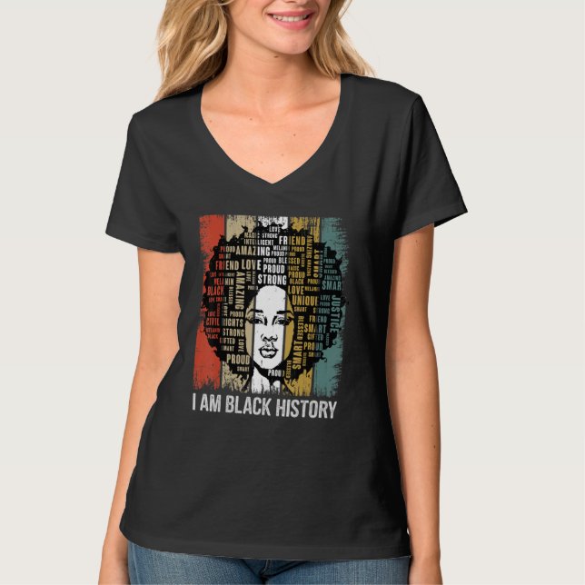 I Am The Strong African Women Girls Black History  T Shirt (Framsida)
