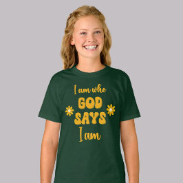 I Am Who God Says - Floral Christian Faith Based  T Shirt