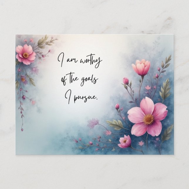 I Am Worthy of the Goals I Pursue Affirmation Vykort (Framsida)